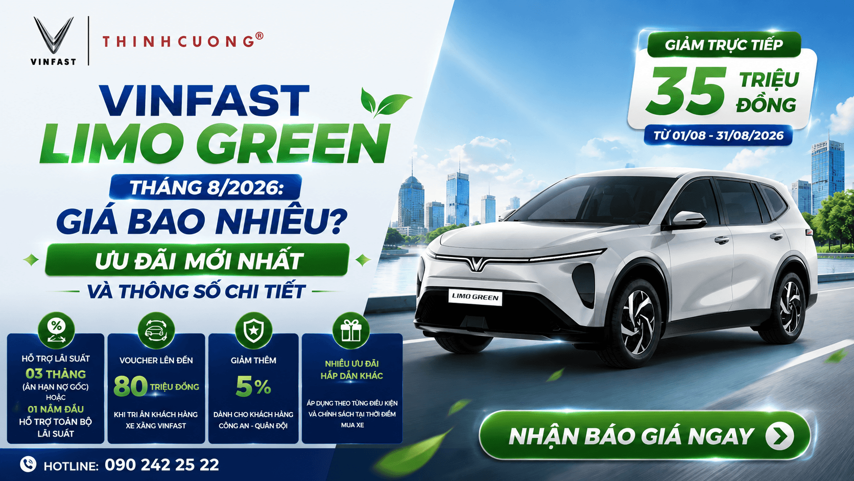 VINFAST LIMO GREEN THÁNG 8/2026: GIÁ BAO NHIÊU? ƯU ĐÃI MỚI NHẤT VÀ THÔNG SỐ CHI TIẾT